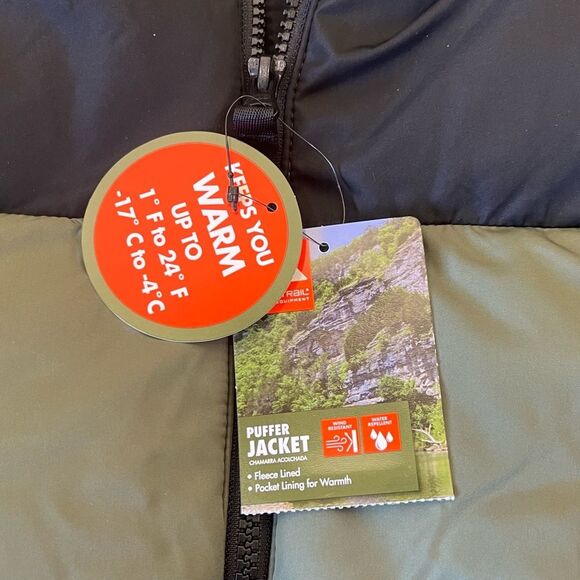 Ozark Trail Boys' Puffer Jacket in size XL (14-16) in green black colors - Picture 2 of 8